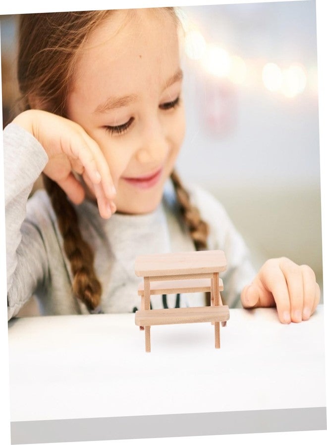 ERINGOGO Miniature Picnic Table Model Dollhouse Furniture Accessory 1 12 Scale Wooden Table and Chairs Doll House Prop for Display and Decoration - Image 4